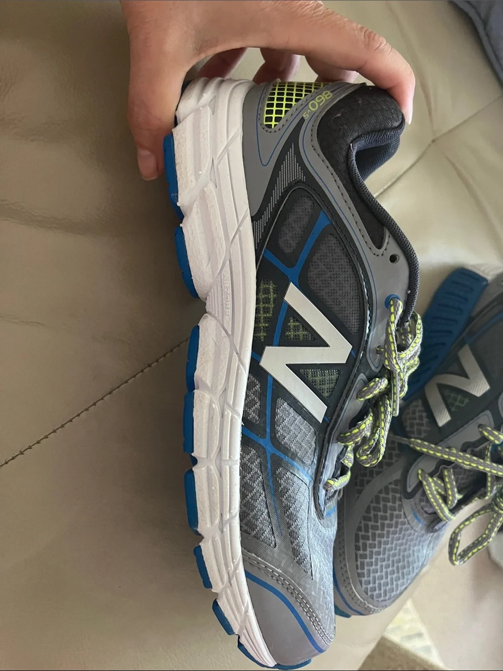 New Balance Kids Gray, Blue & Lime Athletic Sneakers